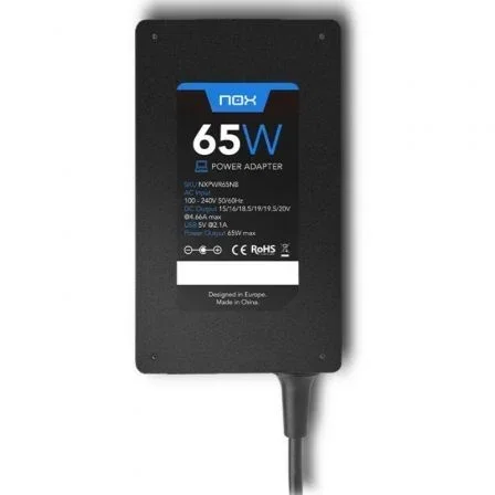 Nox NXPWR65NB Cargador Universal 65W con 10 Conectores y USB